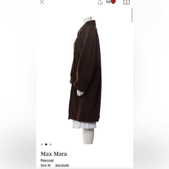 MaxMara long chocolate brown oversized wool peacoat size Medium - Picture 2 of 4